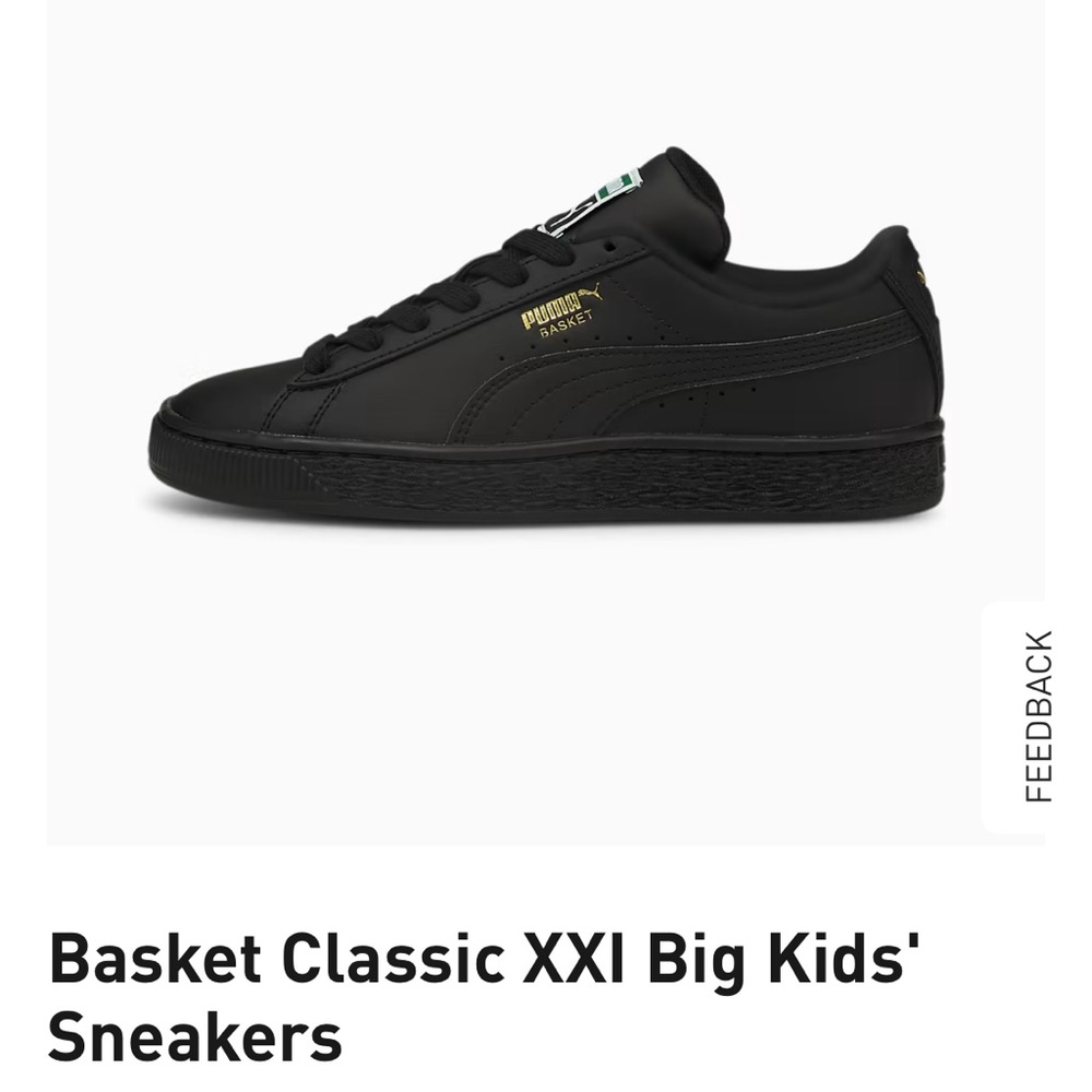Puma Basket Classic XXI Big Kids Black and Gold